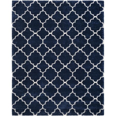 Flowers First 8 x 10 ft. Hudson Shag Power Loomed Rug, Navy & Ivory - Large Rectangle FL1881779